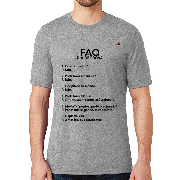 Camiseta FAQ Dia de Prova - Cinza