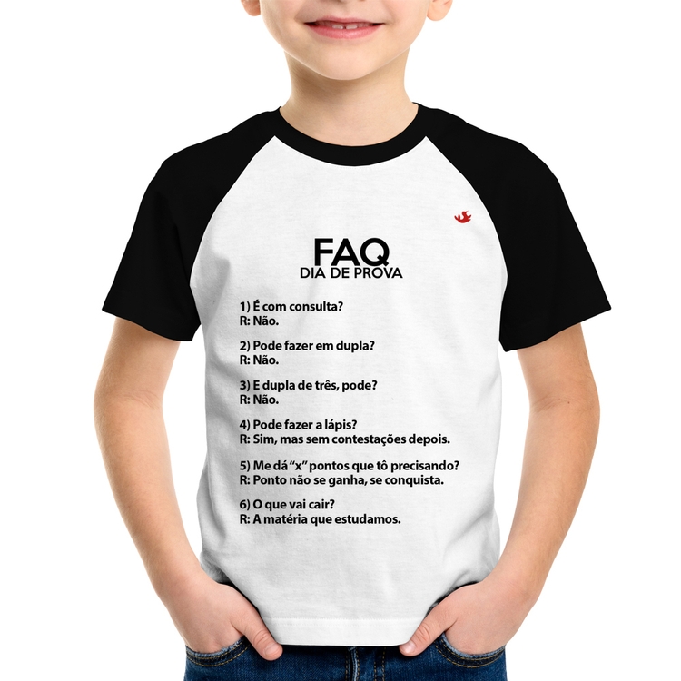Camiseta Raglan Infantil FAQ Dia de Prova