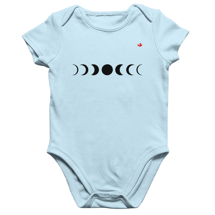 Body Bebê Algodão Fases da Lua - Azul Bebê