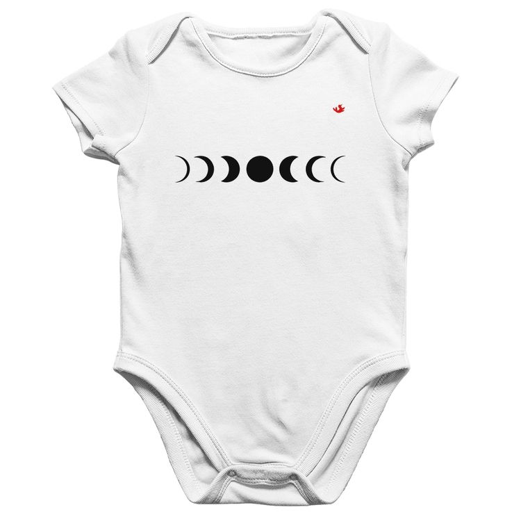 Body Bebê Algodão Fases da Lua - Branco