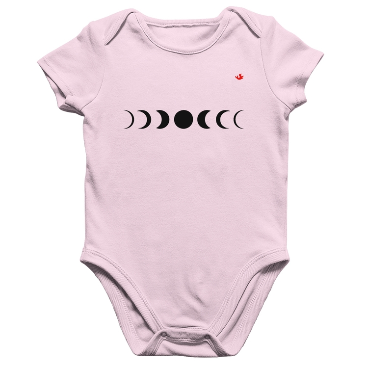 Body Bebê Algodão Fases da Lua - Rosa Bebê