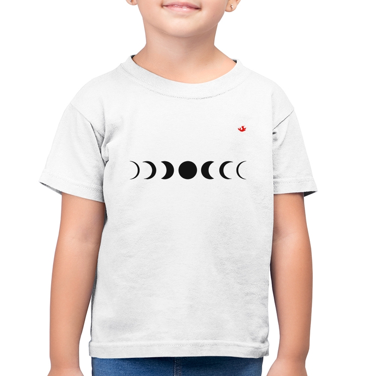 Camiseta Algodão Infantil Fases da Lua - Branca