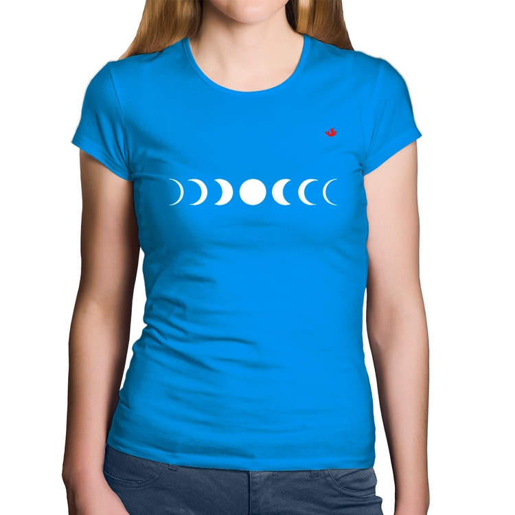 Baby Look Algodão Fases da Lua - Azul