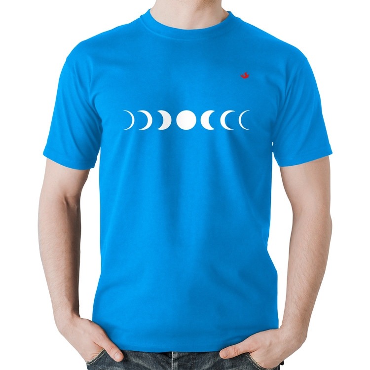 Camiseta Algodão Fases da Lua - Azul