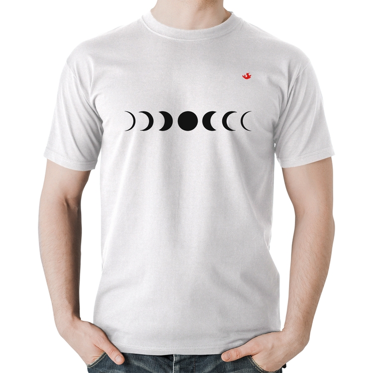Camiseta Algodão Fases da Lua - Branca