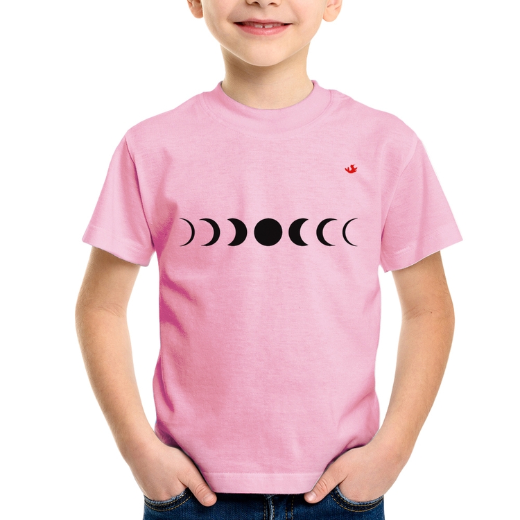 Camiseta Infantil Fases da Lua - Rosa Bebê