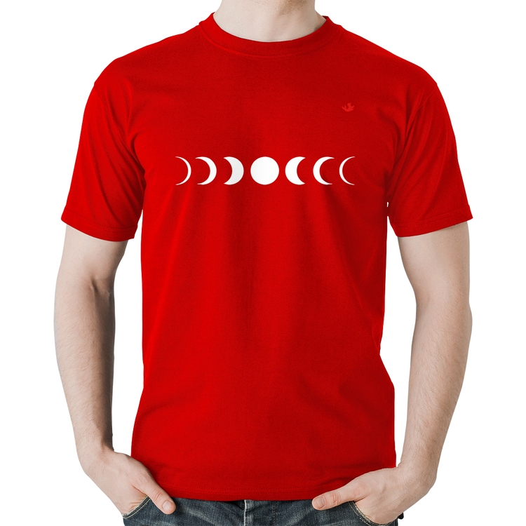 Camiseta Algodão Fases da Lua - Vermelha