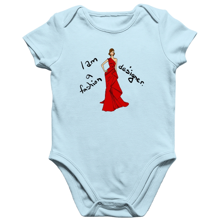 Body Bebê Algodão Fashion Designer - Azul Bebê