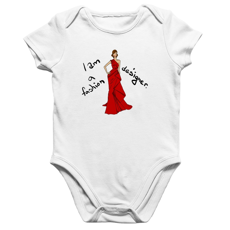 Body Bebê Algodão Fashion Designer - Branco