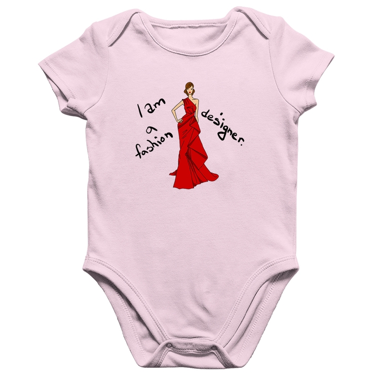 Body Bebê Algodão Fashion Designer - Rosa Bebê