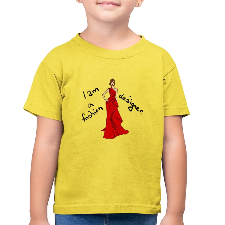 Camiseta Algodão Infantil Fashion Designer - Amarelo Canário