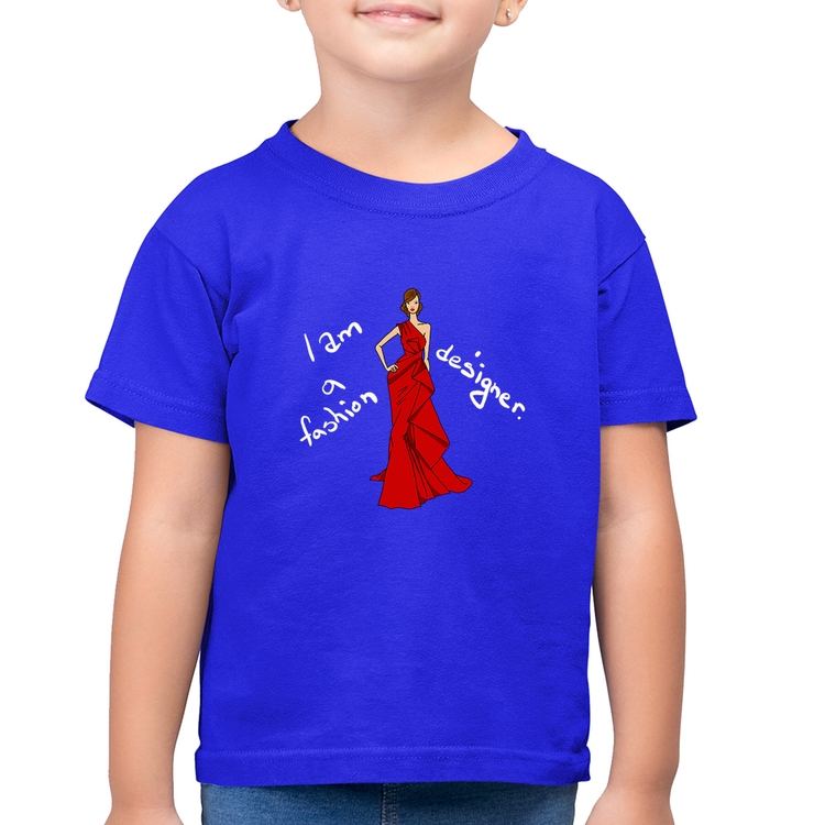 Camiseta Algodão Infantil Fashion Designer - Azul Royal