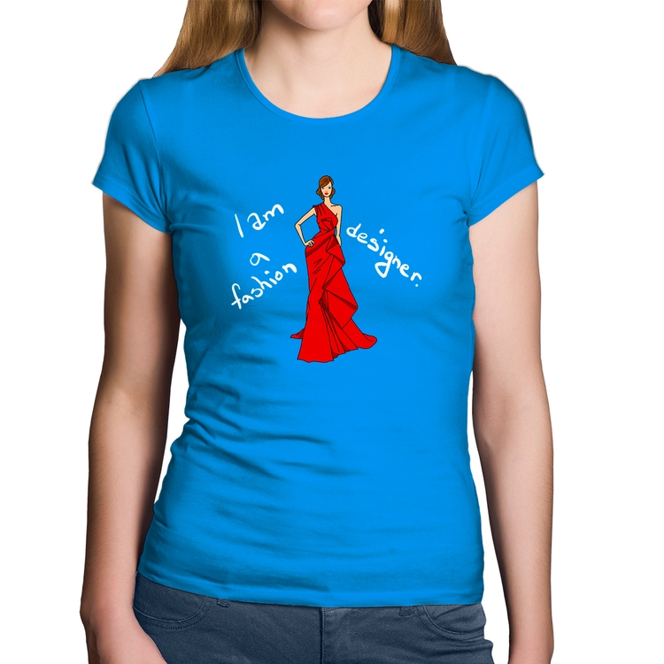 Baby Look Algodão Fashion Designer - Azul