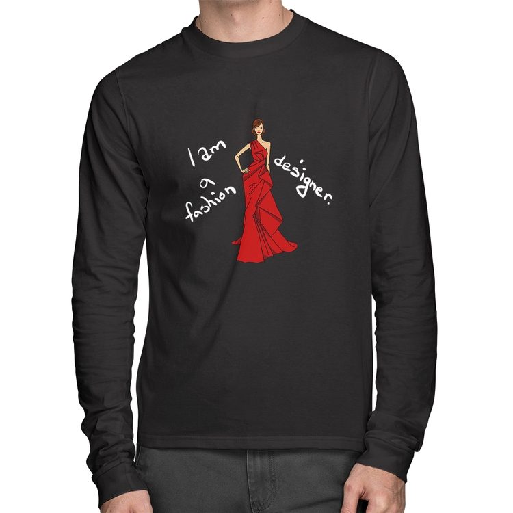 Camiseta Algodão Fashion Designer Manga Longa