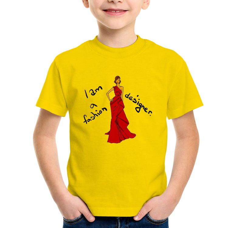 Camiseta Infantil Fashion Designer - Amarela