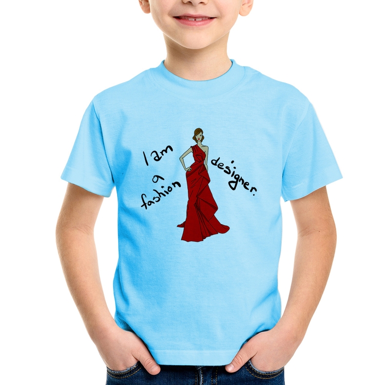 Camiseta Infantil Fashion Designer - Azul Bebê