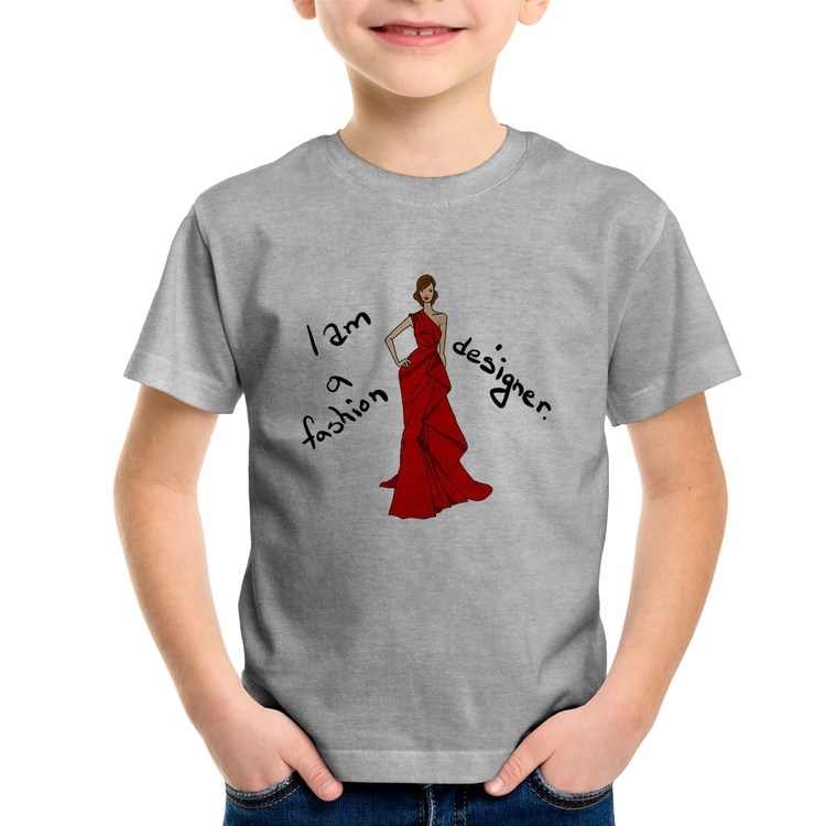 Camiseta Infantil Fashion Designer - Cinza