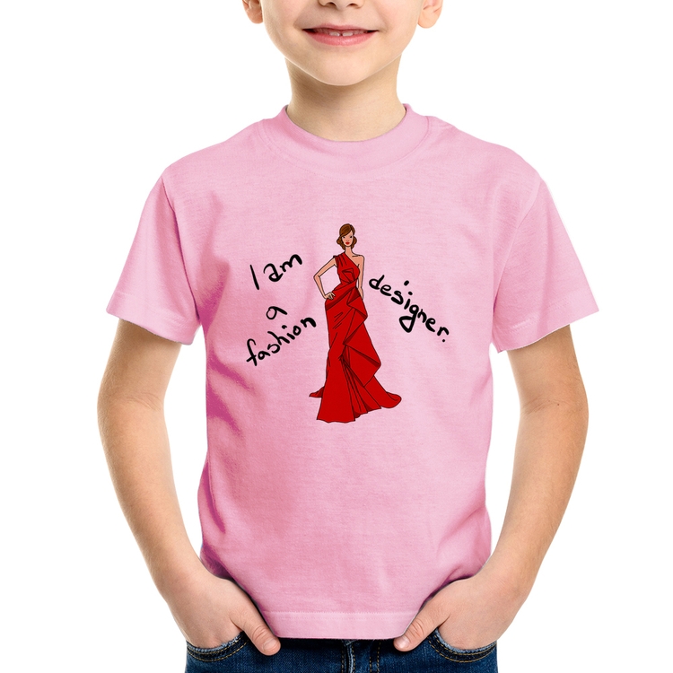 Camiseta Infantil Fashion Designer - Rosa Bebê
