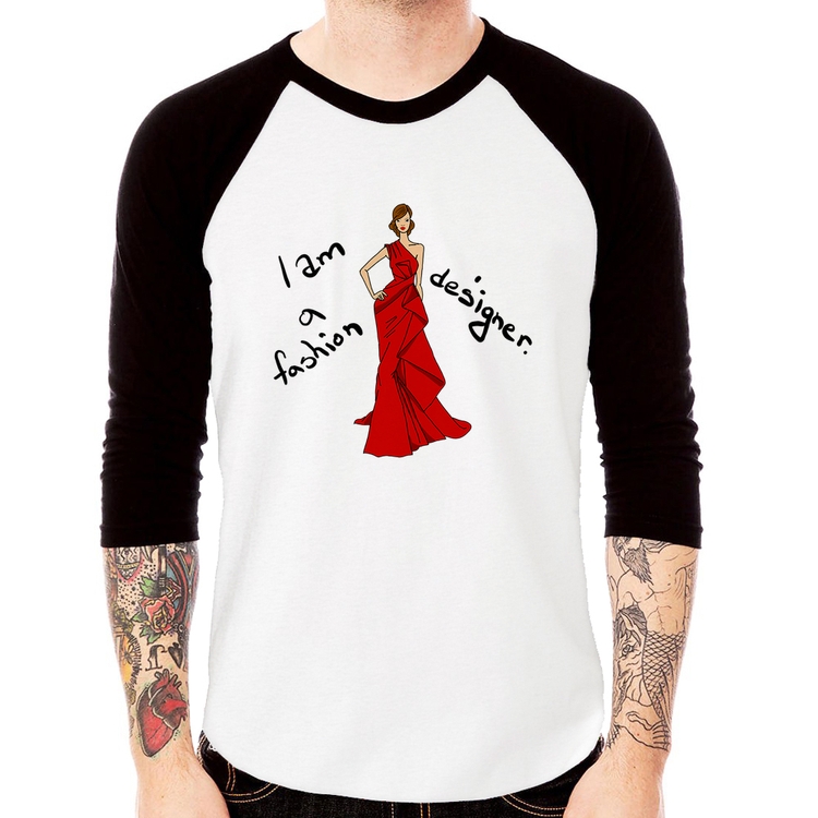 Camiseta Raglan Fashion Designer Manga 3/4