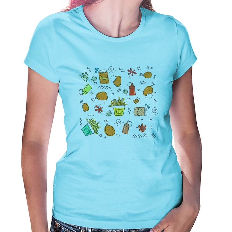 Baby Look Fast Food - Azul Bebê