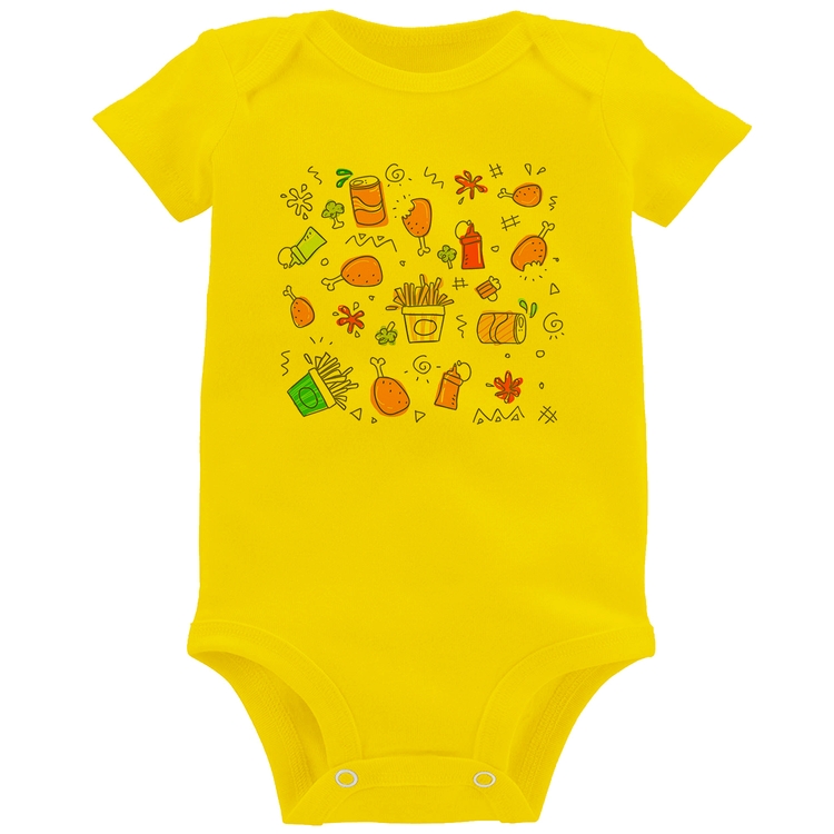Body Bebê Fast Food - Amarelo