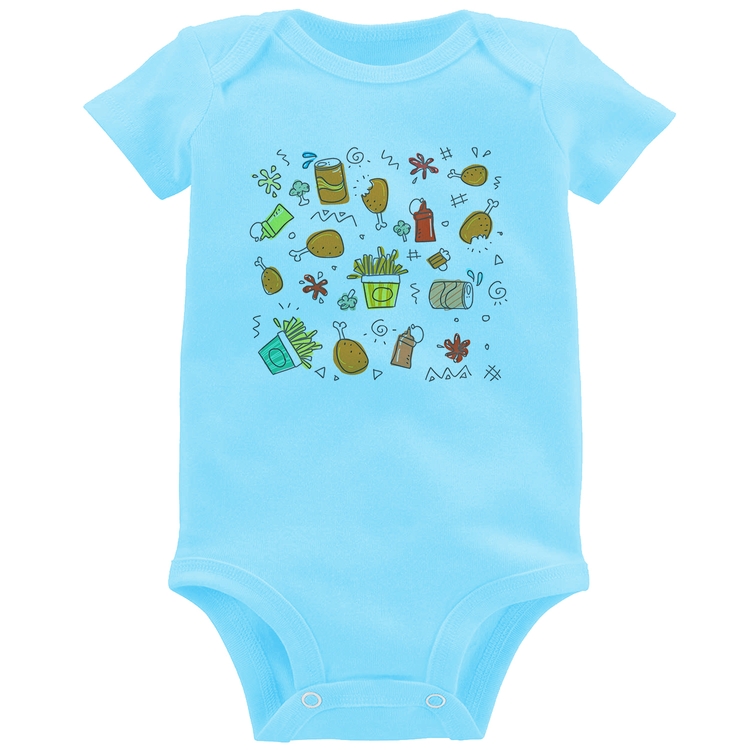 Body Bebê Fast Food - Azul Bebê