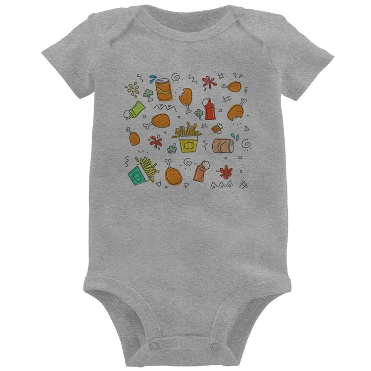 Body Bebê Fast Food - Cinza