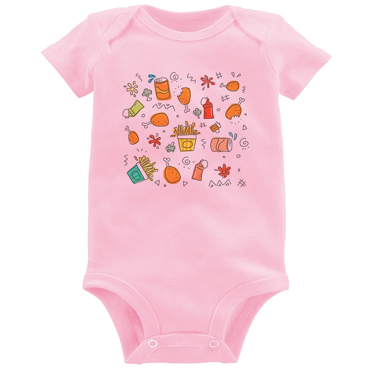 Body Bebê Fast Food - Rosa Bebê