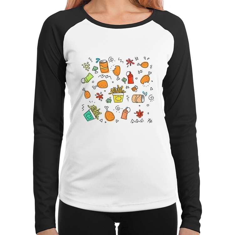 Baby Look Raglan Fast Food Manga Longa