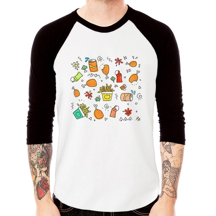 Camiseta Raglan Fast Food Manga 3/4