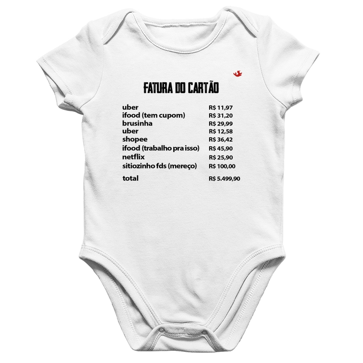 Body Bebê Algodão Fatura do Cartão - Branco