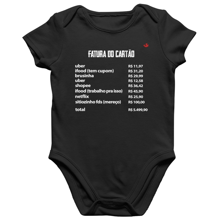 Body Bebê Algodão Fatura do Cartão