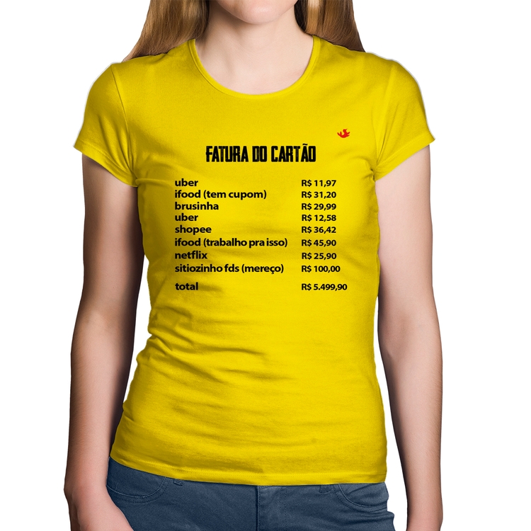 Baby Look Algodão Fatura do Cartão - Amarela