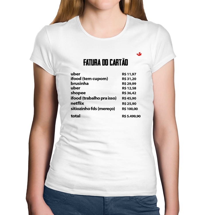 Baby Look Algodão Fatura do Cartão - Branca