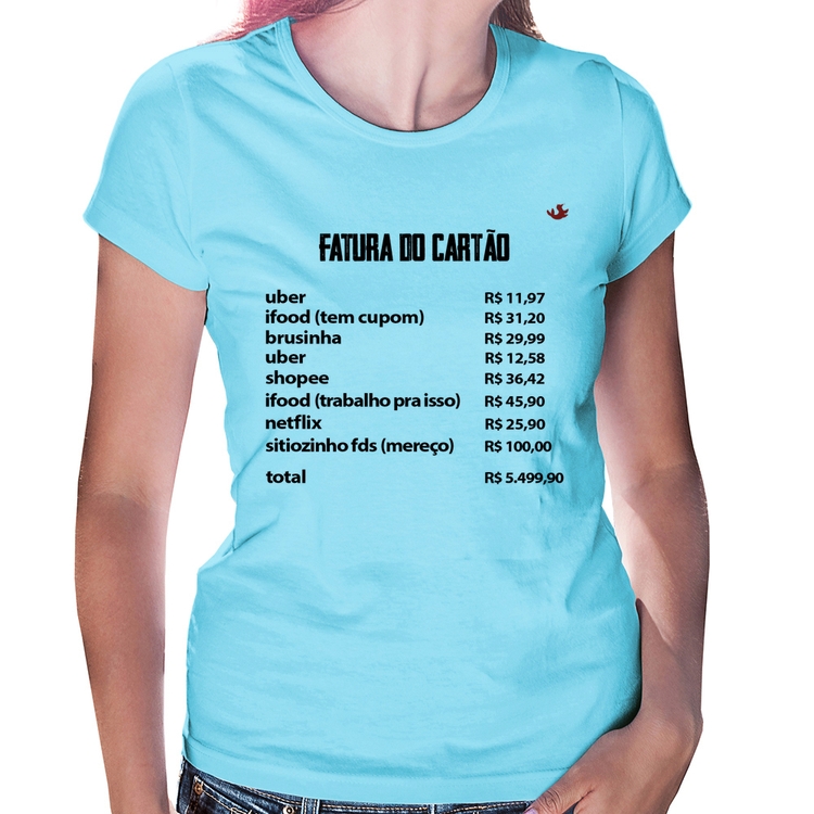 Baby Look Fatura do Cartão - Azul Bebê