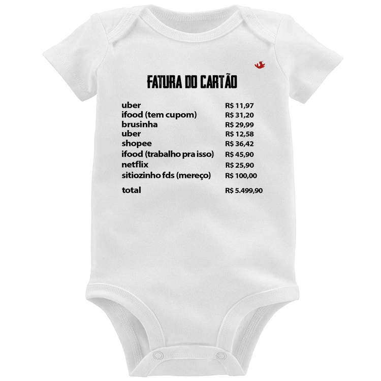 Body Bebê Fatura do Cartão
