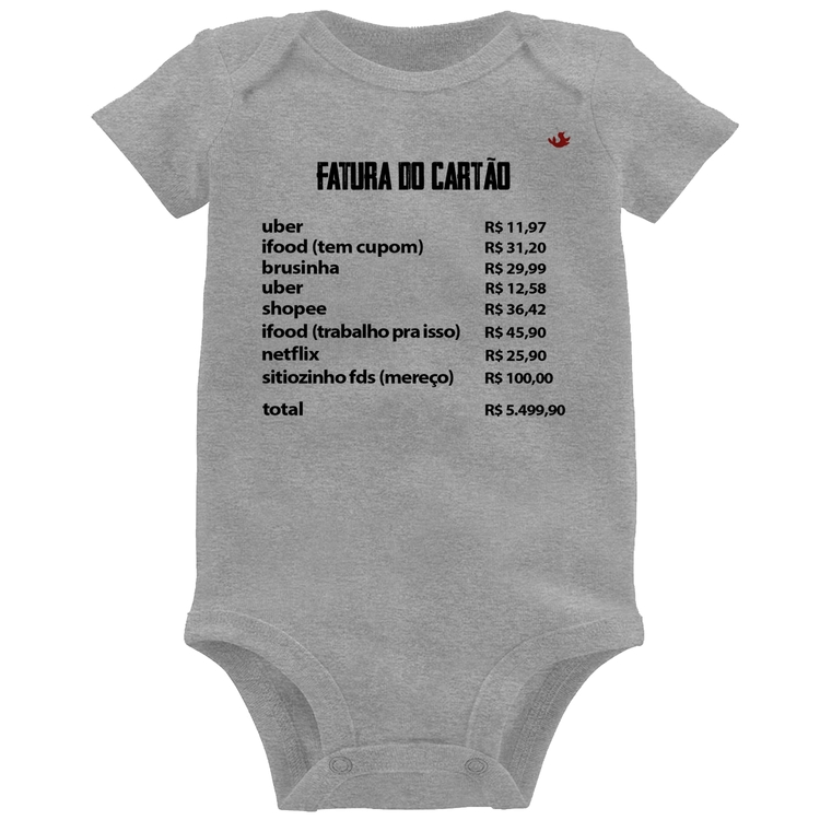 Body Bebê Fatura do Cartão - Cinza