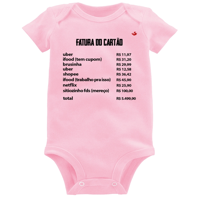 Body Bebê Fatura do Cartão - Rosa Bebê