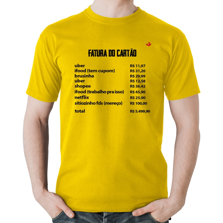 Camiseta Algodão Fatura do Cartão - Amarela