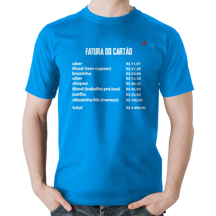 Camiseta Algodão Fatura do Cartão - Azul