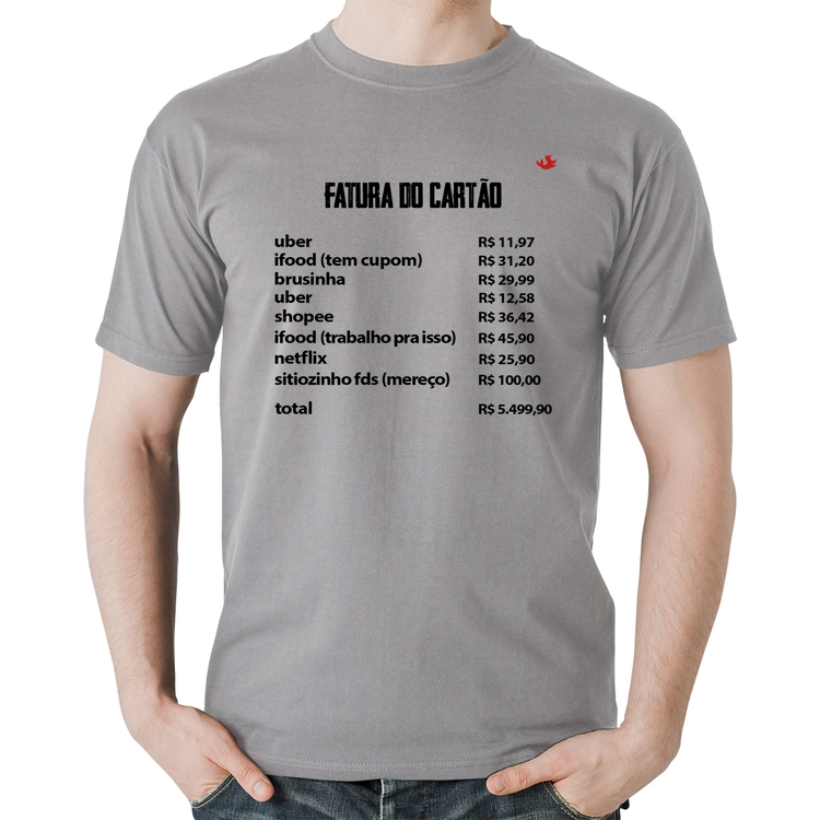 Camiseta Algodão Fatura do Cartão - Cinza