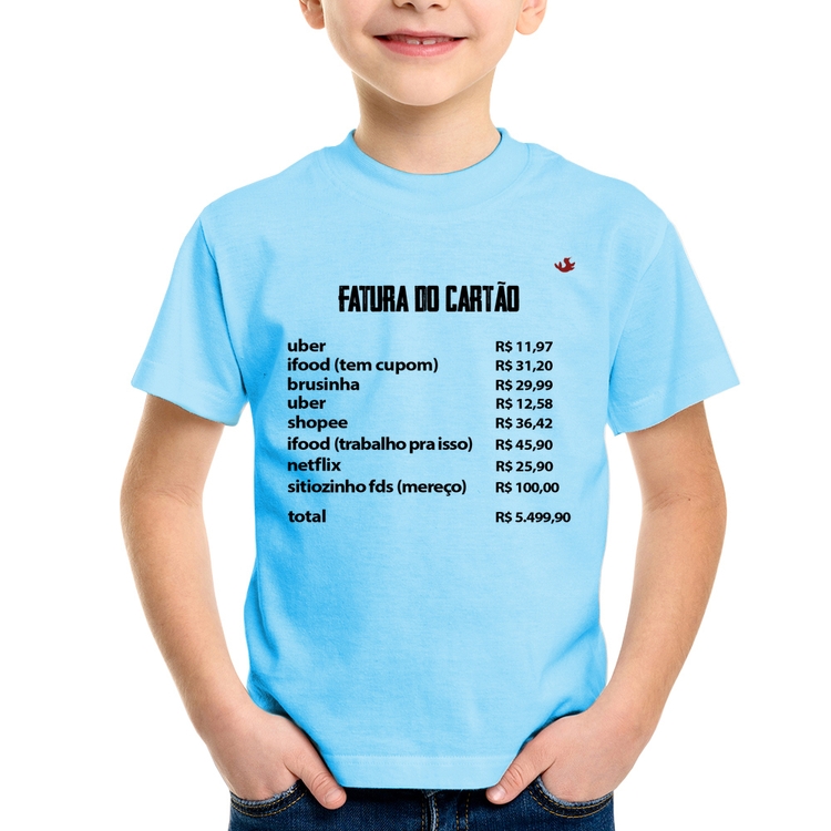 Camiseta Infantil Fatura do Cartão - Azul Bebê