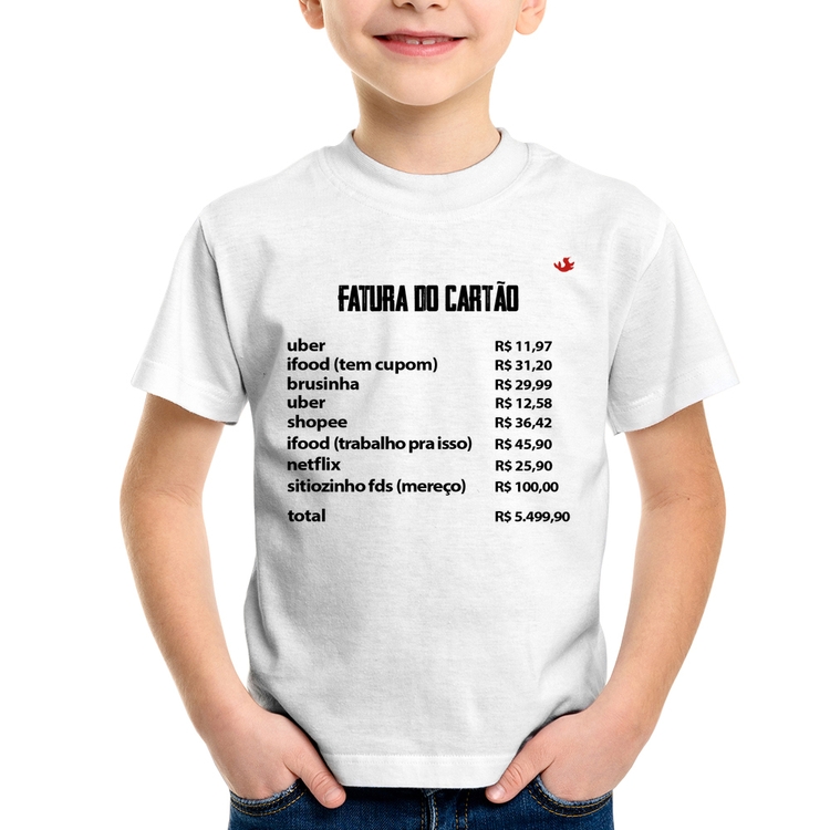 Camiseta Infantil Fatura do Cartão