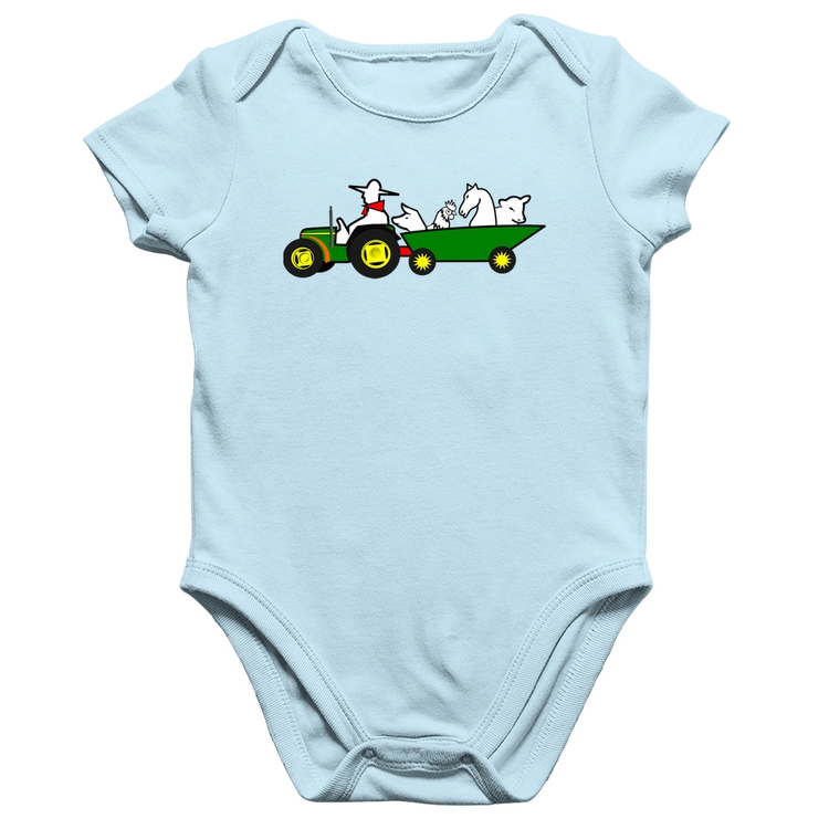 Body Bebê Algodão Fazendeiro - Azul Bebê