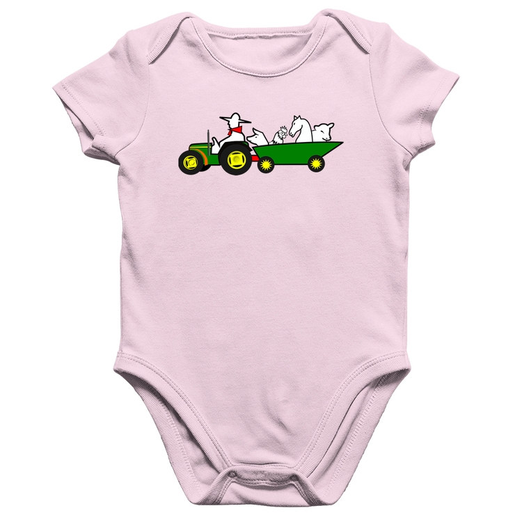 Body Bebê Algodão Fazendeiro - Rosa Bebê