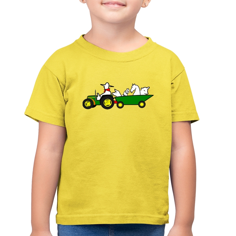 Camiseta Algodão Infantil Fazendeiro - Amarelo Canário