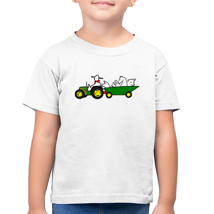 Camiseta Algodão Infantil Fazendeiro - Branca