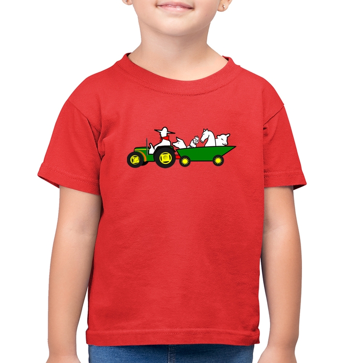 Camiseta Algodão Infantil Fazendeiro - Vermelha