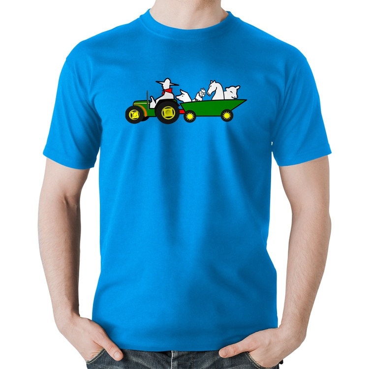 Camiseta Algodão Fazendeiro - Azul