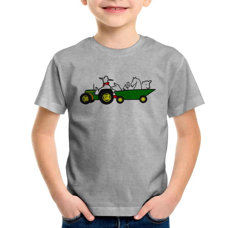 Camiseta Infantil Fazendeiro - Cinza
